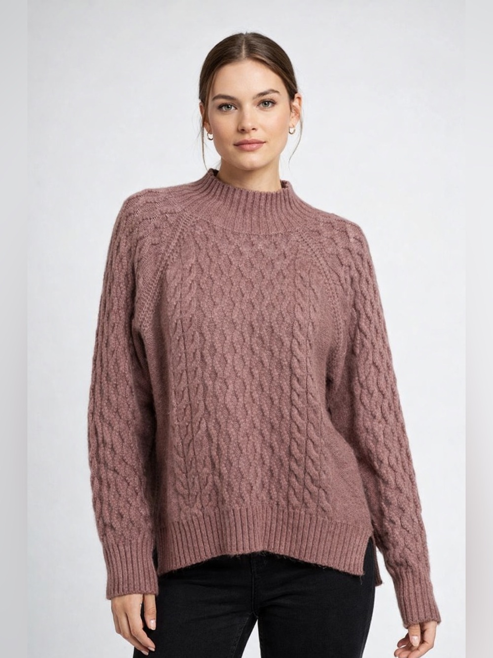 Target Mauve Chunky Cable Knit Turtleneck Sweater Grandpacore‎